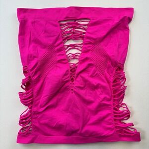 Hot Pink Slashed Cutout Tube Top Clubwear Party Festival Rave Shredded Costume